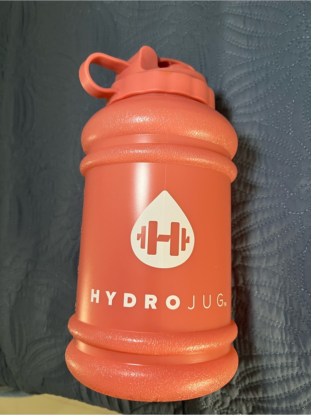 HydroJug Coral Orange 73 oz/2.2 liter large water bottle with handle